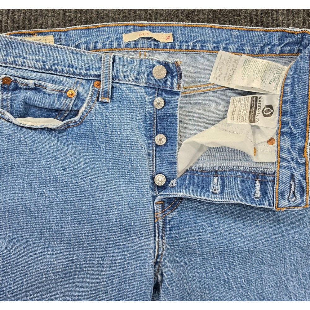 Levis Wedgie Straight Ankle Jeans Womens 30 Dark Blue Excellent BUTTON FLY